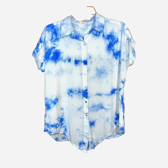 Jane & Delancey Cloudcore Tie-Dye Camp Blouse M Coastal Cowgirl Shell Buttons - Picture 2 of 6
